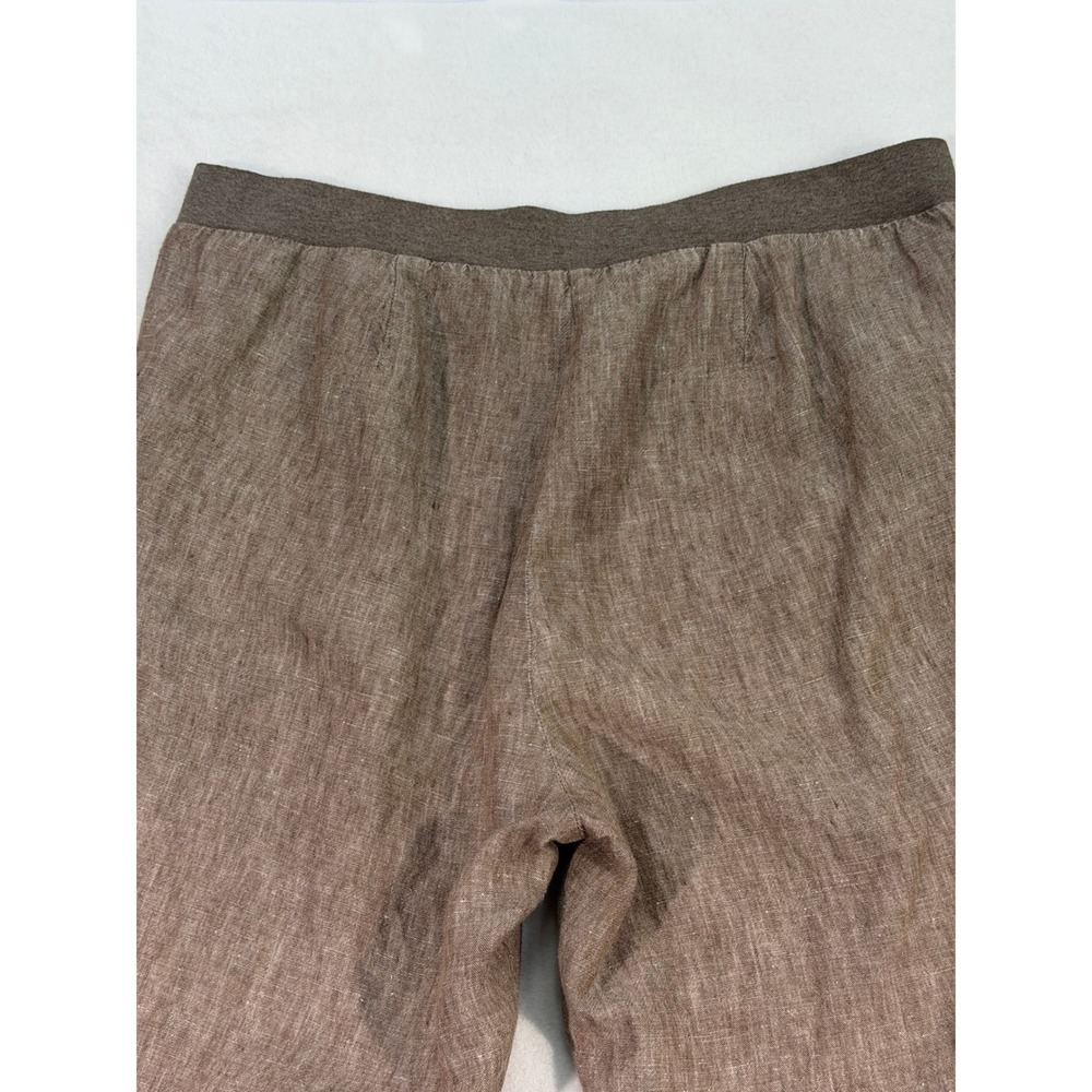 J.Jill Love Linen 100% Linen Crop Pants Womens Medium Brown Pockets Beach Travel - Picture 7 of 10